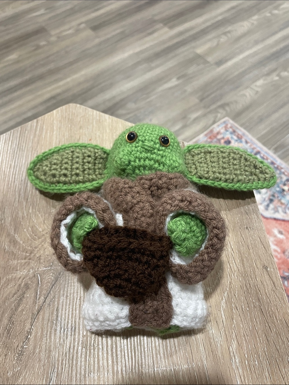 Handmade Crochet Baby Yoda Plush - Green & Brown